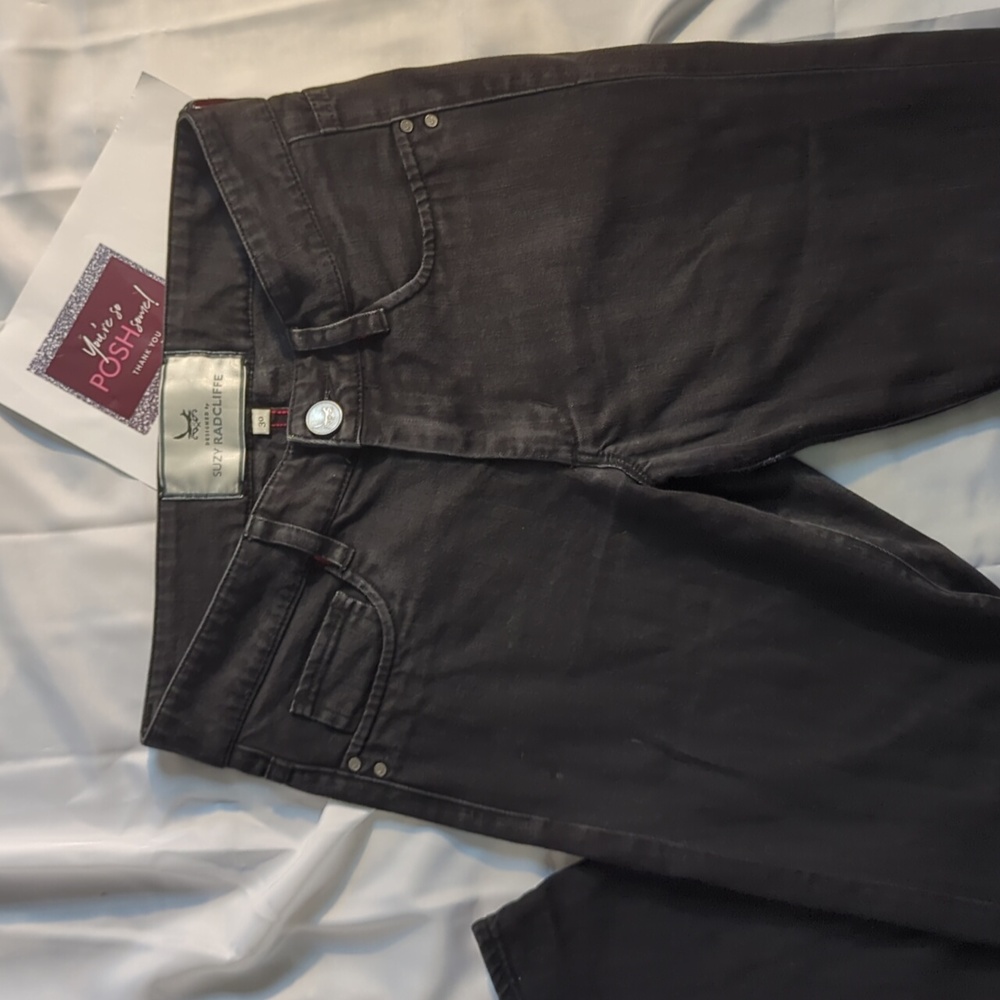 Suzy Radcliffe Dark Wash Jeans Sz 30 zipper pockets details